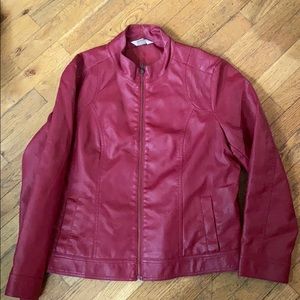 Vintage red leather moto jacket